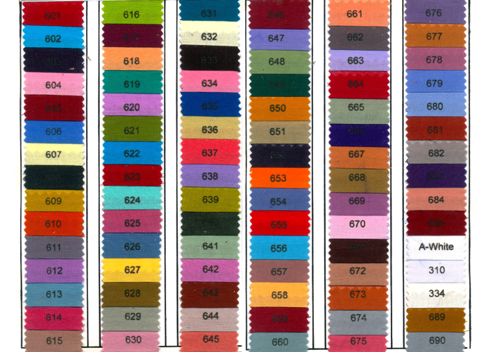 Indian Fabric Colour Chart